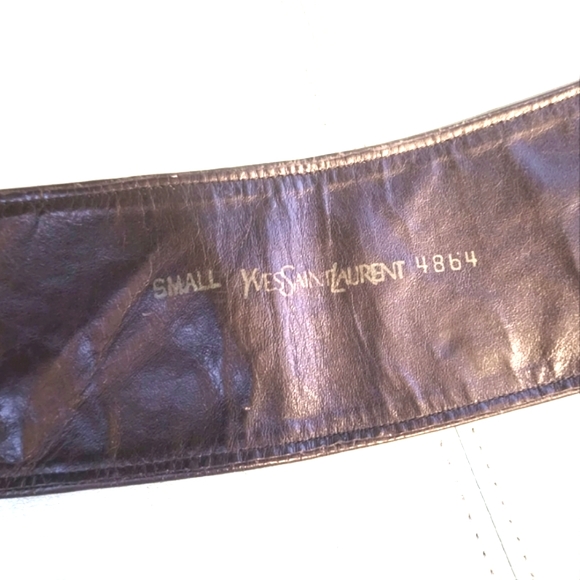 80s YVES SAINT LAURENT Tiger Striped Leather Cowhide Fur Brown Black Wide Belt S - Picture 12 of 16